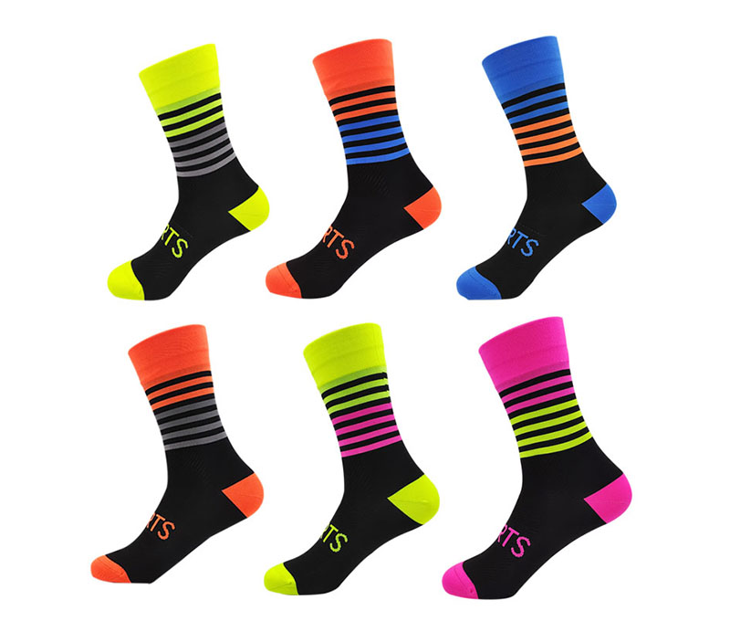 New Stripe Cycling Socks Professional Sport Socks Breathable Outdoor Racing Bicycle Socks