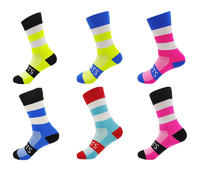 Elastic Compression Socks Men Women Crew Colorful Stripe Pattern Sport Support Socks for Cycling Sports
